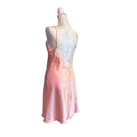 Vintage Pink White Chemise Womens Sz Medium Lace Up Front Sexy Coquette Babydoll - Picture 15 of 16